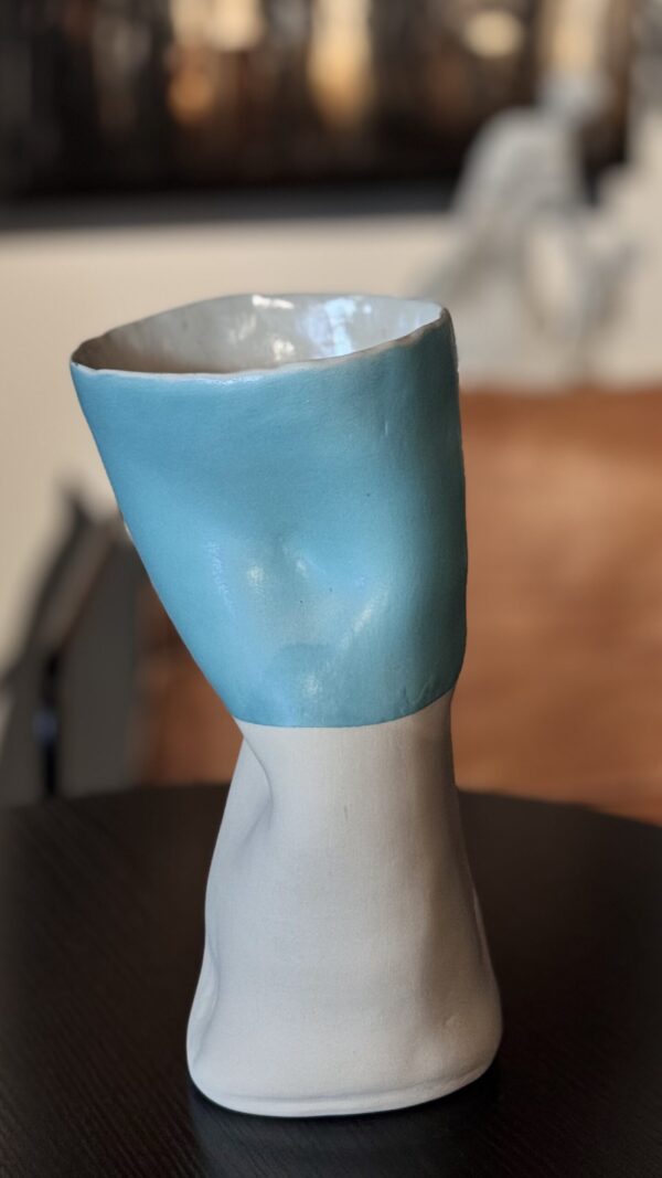 Vase White and Sky Blue