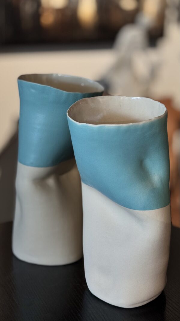 Vase White and Sky Blue - Image 2